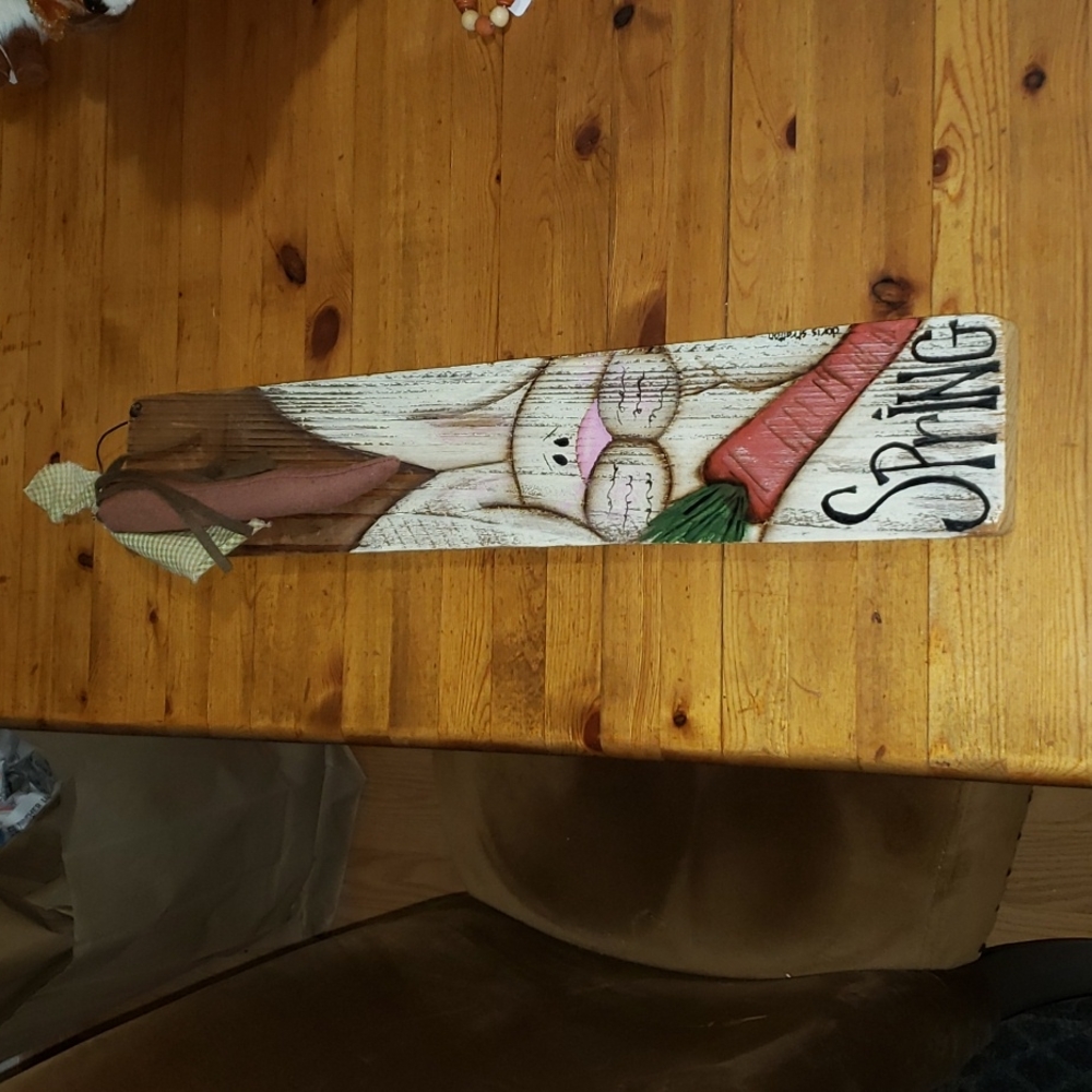 Wood Handmade/Handpainted 4x22.5" New Rabbit 🐇 w/Fabric 🥕 Super Cute